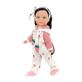 Berjuan EVA Poupée morena cheveux longs avec robe et salopette blanche 35 cm