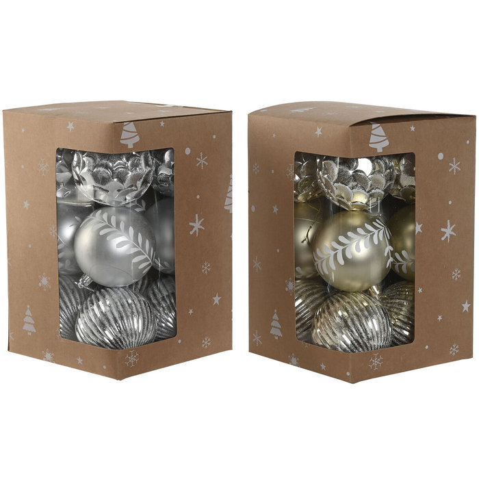 Boules de Noël Home ESPRIT Doré Argenté PVC 16 x 16 x 24 cm (2 Unités) Boules de Noël Home ESPRIT Doré Argenté PVC 16 x 16 x 24 cm (2 Unités)