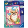 Ravensburger 12023222 - Kit de peinture par numéros CreArt Kids Corgi 18x24 cm - Peinture facile avec cadre - À partir de 9 ans