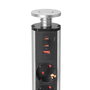 Emuca Multiconnecteur élevable Vertikal avec 3 prises Schuko, 1 port USB-A et 2 ports USB-C