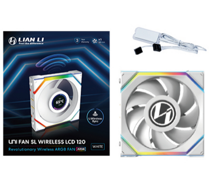 Lian Li Ventilateur PC Uni Fan SL 120 mm Blanc 12SLLCD1W1W avec effet LCD Lian Li Ventilateur PC Uni Fan SL 120 mm Blanc 12SLLCD1W1W avec effet LCD