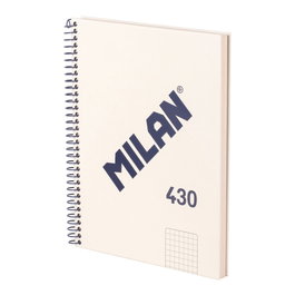 Milan Cahier A5 à spirale beige, 80 feuilles quadrillées, collection 430