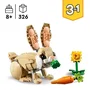 LEGO Creator 31162 Jeu de Construction 3-en-1 L'Adorable Lapin, Lama ou Phoque Articulé, 326 Pièces, pour Enfants à Partir de 8 Ans