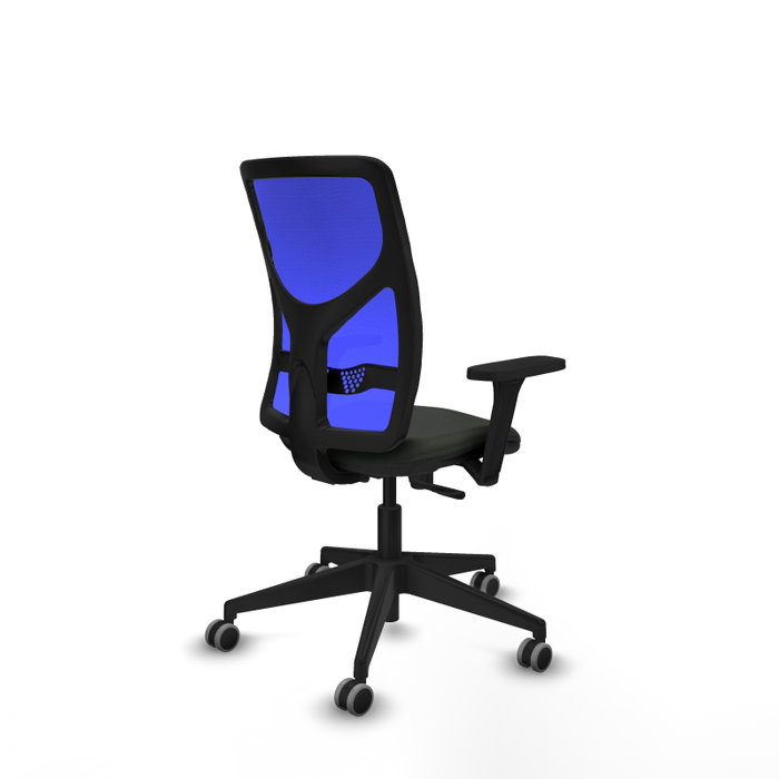 PIQUERAS Y CRESPO Chaise Motilla Synchro Noir et Bleu avec Accoudoirs 3D et Roulettes 65mm pour Moquette