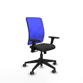 PIQUERAS Y CRESPO Chaise Motilla Synchro Noir et Bleu avec Accoudoirs 3D et Roulettes 65mm pour Moquette