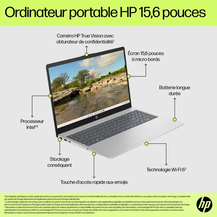 HP 15-fd0142nf PC Portable 15,6" FHD IPS, Intel Core 5 120U, 16 Go RAM, 512 Go SSD, Windows 11, Clavier AZERTY