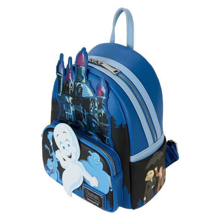 Loungefly Sac à dos Halloween Casper The Friendly Ghost en simili cuir, avec bandoulière réglable, poches latérales et détails phosphorescents