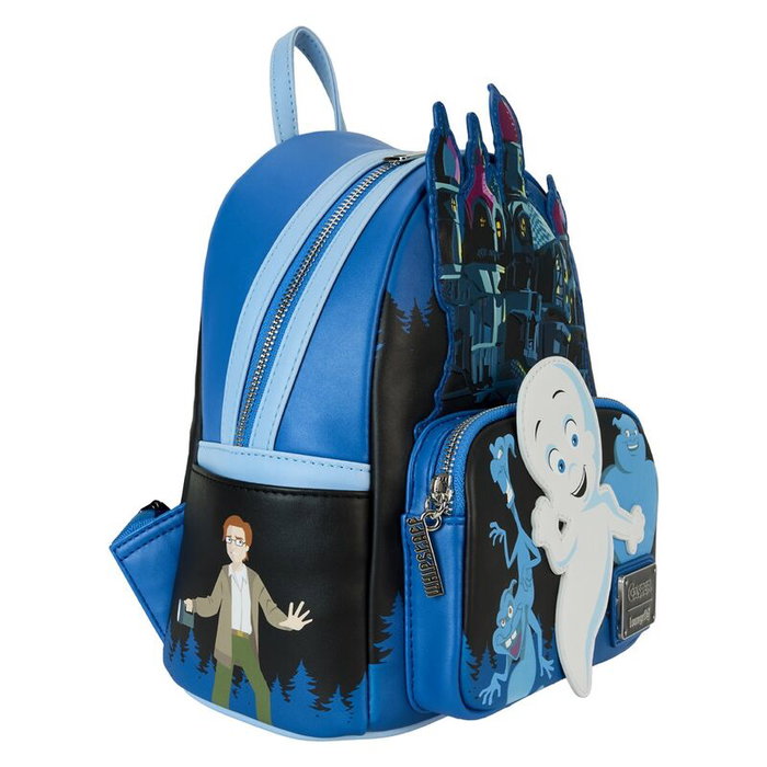 Loungefly Sac à dos Halloween Casper The Friendly Ghost en simili cuir, avec bandoulière réglable, poches latérales et détails phosphorescents