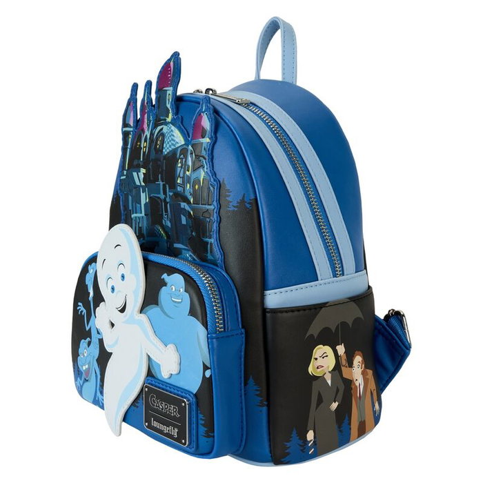 Loungefly Sac à dos Halloween Casper The Friendly Ghost en simili cuir, avec bandoulière réglable, poches latérales et détails phosphorescents