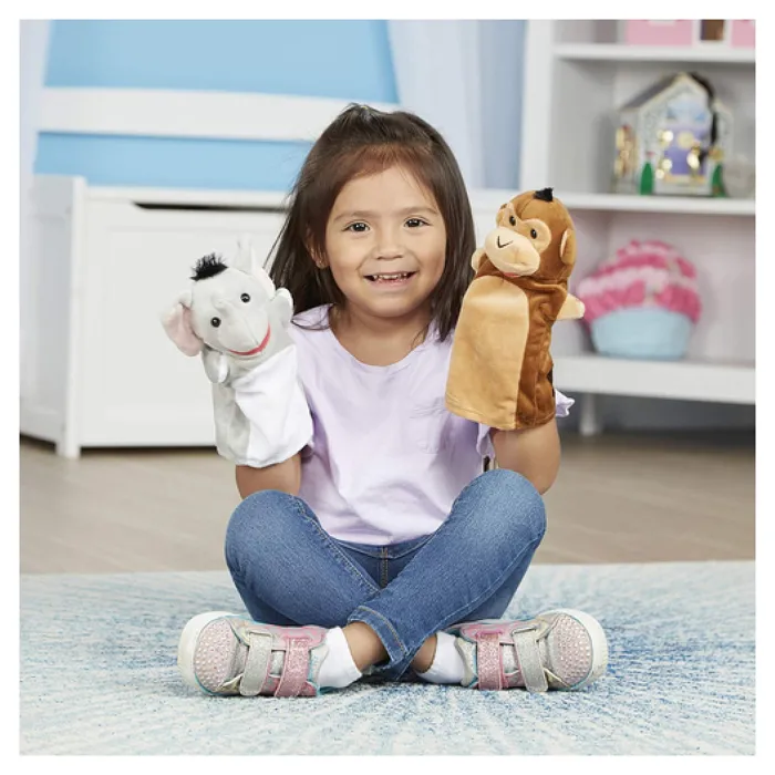 Melissa & Doug Coffret de 6 Marionnettes à Main Safari Animaux Girafe Éléphant Zèbre Singe Perroquet Tigre Jeu Enfant Dès 2 Ans