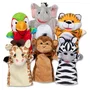 Melissa & Doug Coffret de 6 Marionnettes à Main Safari Animaux Girafe Éléphant Zèbre Singe Perroquet Tigre Jeu Enfant Dès 2 Ans