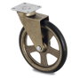 Q&Q Roue pivotante Camarena avec bandage caoutchouc D105 plastique bronze max. 10 kg plaque 50x50 H123