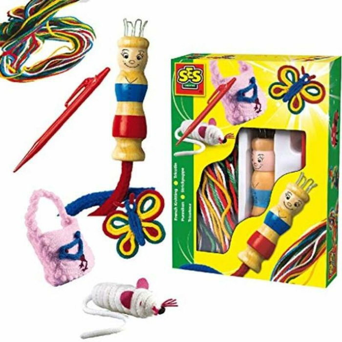 SES Creative Kit Tricotin Enfant avec Poupée en Bois et Fils Multicolores SES Creative Kit Tricotin Enfant avec Poupée en Bois et Fils Multicolores