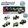 Majorette - Coffret Cadeau 5 Véhicules Agricoles Class Tracteur Chargeuse Camion Remorque à Roues Libres 1/64 pour Enfants Dès 3 Ans