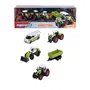 Majorette - Coffret Cadeau 5 Véhicules Agricoles Class Tracteur Chargeuse Camion Remorque à Roues Libres 1/64 pour Enfants Dès 3 Ans
