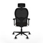 Piqueras y Crespo Chaise de Bureau avec Appui-tête 3D036N2 Noir et Brun foncé