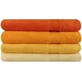 Ensemble de 4 serviettes de bain en coton 100%, 70 x 140 cm, Jaune vif - Confort absorbant et design moderne
