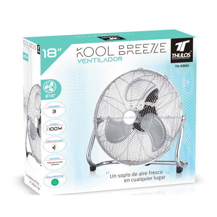 Thulos TH-KB04 Ventilateur Haute Vitesse 45 cm Kool Breeze Métal 100W 3 Vitesses Inclinable