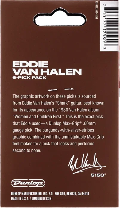 Dunlop Pack 6 Picks Signature EVH Max Grip Shark 60 mm