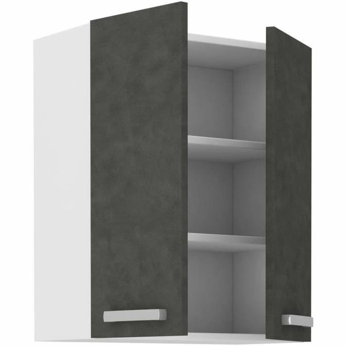 LASSEN Meuble haut à portes battantes - Gris mat