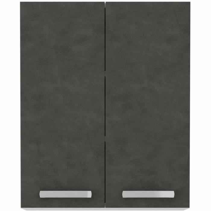 LASSEN Meuble haut à portes battantes - Gris mat
