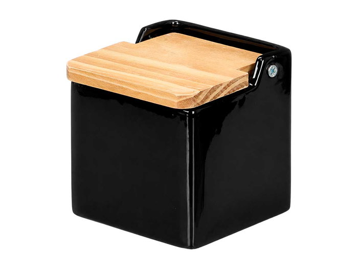 VESSIA Salière carrée noire avec couvercle