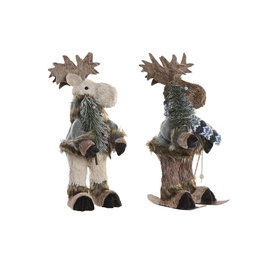 Figurine Décorative DKD Home Decor Noël Renne Naturel polystyrène (15 x 16 x 35 cm) (2 Unités)