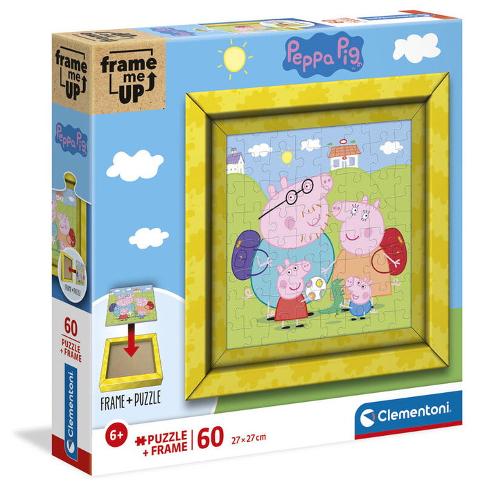 CLEMENTONI Puzzle Cadre Peppa Pig 60 Pièces, 27x27 cm - Cadre à Puzzler, Taille Boîte 29.7x29.7x5.3 cm