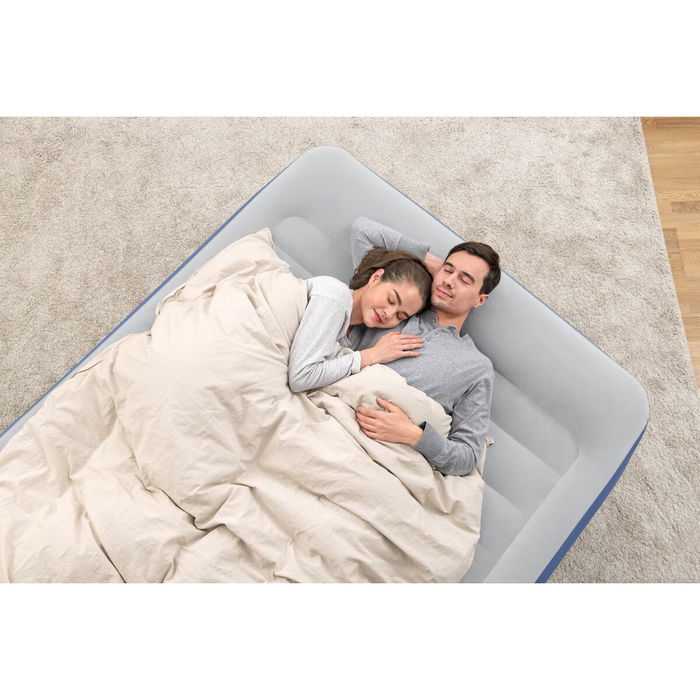 Bestway - Lit gonflable Tritech 2 places avec pompe intégrée (152 x 203 x 46 cm) - Revêtement antimicrobien pour camping