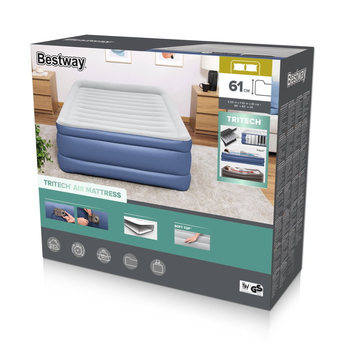 Bestway Lit gonflable Tritech 2 places avec pompe intégrée Bestway Lit gonflable Tritech 2 places avec pompe intégrée