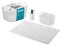 Berilo Set 3 pièces Salle de Bain Blanc avec Tapis, Panier et Distributeur 24x14x15 cm (Set de 12)