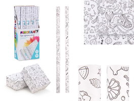 Pincello Papier Cadeau 70 cm x 1,5 m Licornes et Sirènes à Colorier (Set de 50)