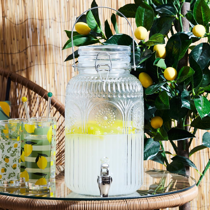 Home Deco Factory Distributeur de boissons 4 L en verre Cocktail Lounge Home Deco Factory Distributeur de boissons 4 L en verre Cocktail Lounge