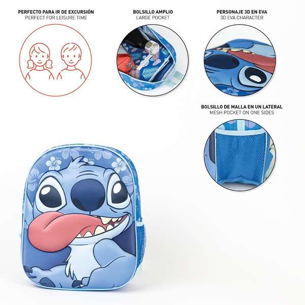 Cerdá Sac à dos enfant 3D Stitch 25 x 31 x 10 cm - Recommandé de 2 à 8 ans - Bleu Cerdá Sac à dos enfant 3D Stitch 25 x 31 x 10 cm - Recommandé de 2 à 8 ans - Bleu