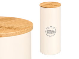 KINVARA Lot de 12 bocaux hauts pour spaghettis avec couvercle en bambou, crème