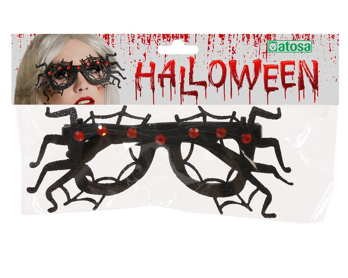 Lunettes de déguisement Halloween femme adulte noir avec motif araignées - Accessoire pour costume de sorcière ou personnage arachnide