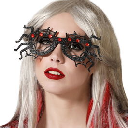 Lunettes de déguisement Halloween femme adulte noir avec motif araignées - Accessoire pour costume de sorcière ou personnage arachnide