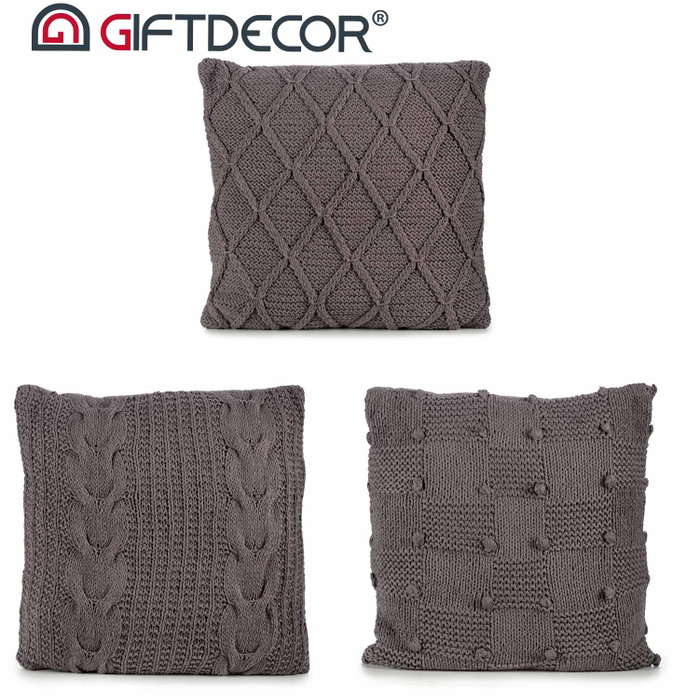 GIFTDECOR Lot de 6 coussins en laine gris foncé 60x60cm GIFTDECOR Lot de 6 coussins en laine gris foncé 60x60cm