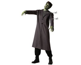 Costume Monstre Gris avec Veste Longue et T-shirt Rouge M-L - Adultes Homme - Pour Halloween et Science-Fiction