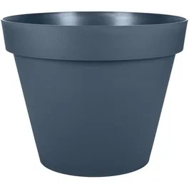 Eda Pot de Fleurs Toscane Rond - Diamètre 60 cm (76 L) - Pour Intérieur et Extérieur - Traité Anti-UV et Gélif - Couleur Bleu Jean - Garantie 7 Ans