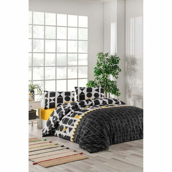 BigBuy Home Parure de couette Noir Lit king size 3 Pièces (240 x 220 cm) de coton renforcé BigBuy Home Parure de couette Noir Lit king size 3 Pièces (240 x 220 cm) de coton renforcé