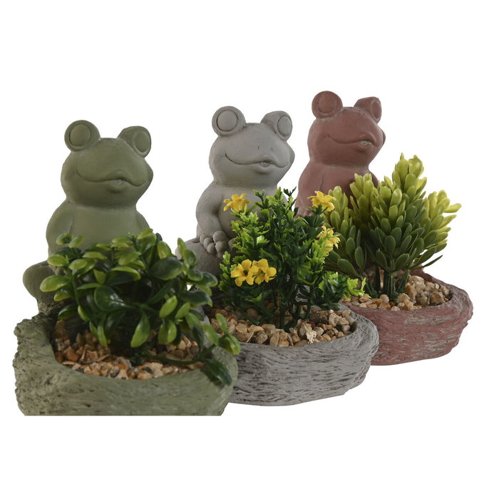 Plante décorative Home ESPRIT Polyéthylène Ciment Grenouille 9 x 9 x 13 cm (3 Unités)