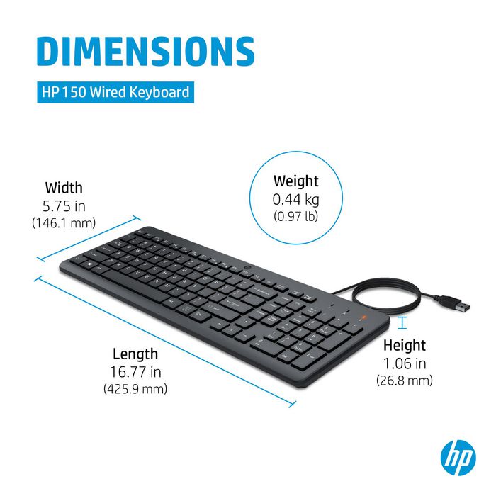 HP Clavier filaire HP 150 AZERTY Noir