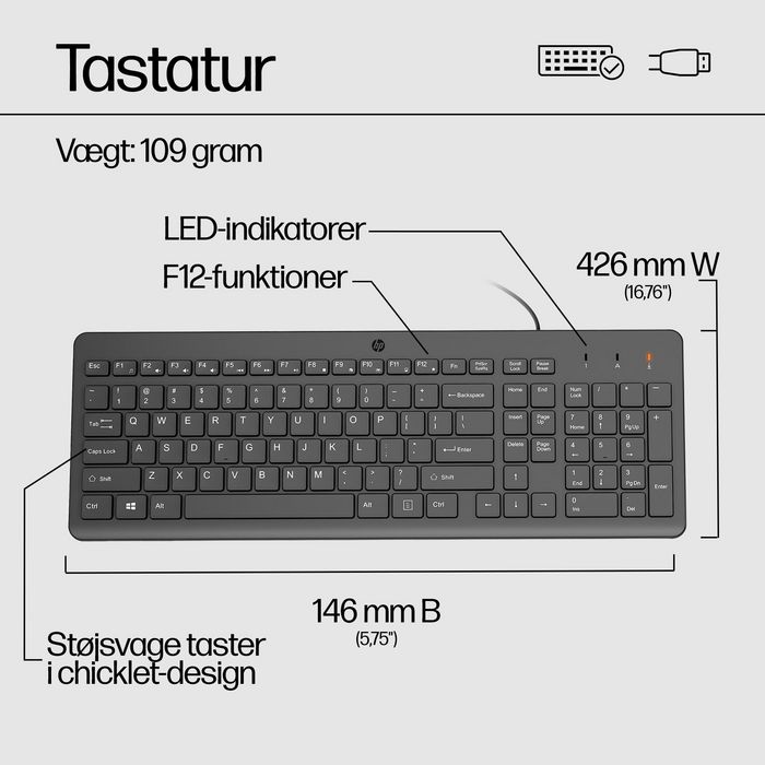 HP Clavier filaire HP 150 AZERTY Noir