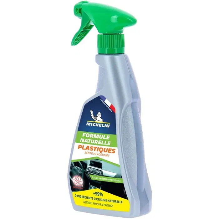 Michelin Nettoyant pour plastiques et vitres automobile, effet longue durée, 500 ml, protection UV, senteur agrumes