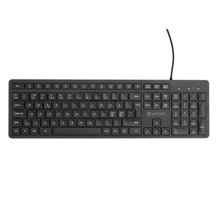 eSTUFF Clavier filaire USB G220 - Clavier d'ordinateur silencieux à profil bas avec pavé numérique, format Nordic (AZERTY) eSTUFF Clavier filaire USB G220 - Clavier d'ordinateur silencieux à profil bas avec pavé numérique, format Nordic (AZERTY)
