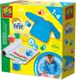 SES CREATIVE My First - Kit de peinture au doigt pour enfants dès 1 an, thème animaux, avec 4 couleurs et tablier, papier épais anti-bavure