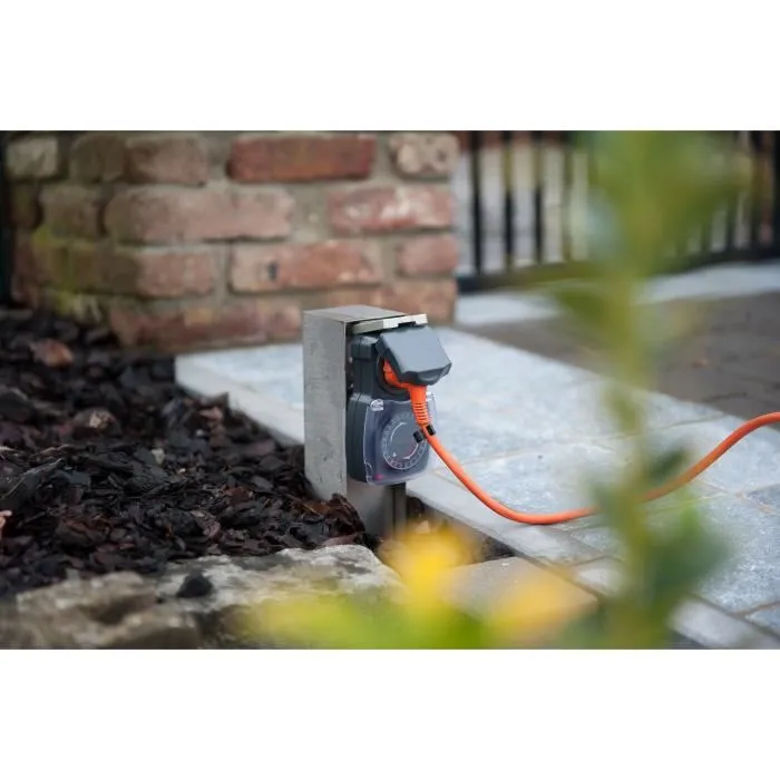 Chacon 53008 - Lot de 2 Programmateurs Mécaniques Étanches pour Éclairage de Jardin et Appareils Extérieurs - Français