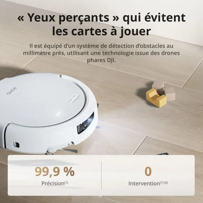 DJI Romo S Robot Aspirateur Laveur Autonome - 25000 Pa - Station de Vidage - 200 Jours sans Maintenance - Détection LiDAR