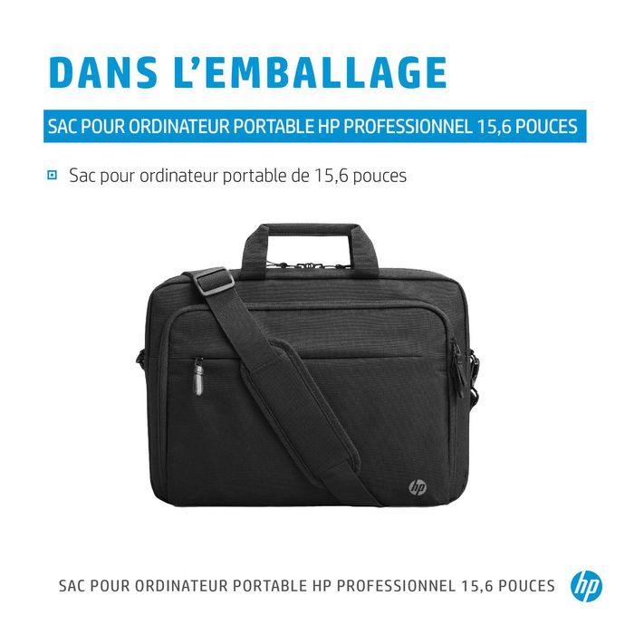 HP Sacoche pour ordinateur portable Professional 15.6 pouces - Protection RFID, matériaux écoresponsables, compartiments organisés, poche pour traceur Bluetooth